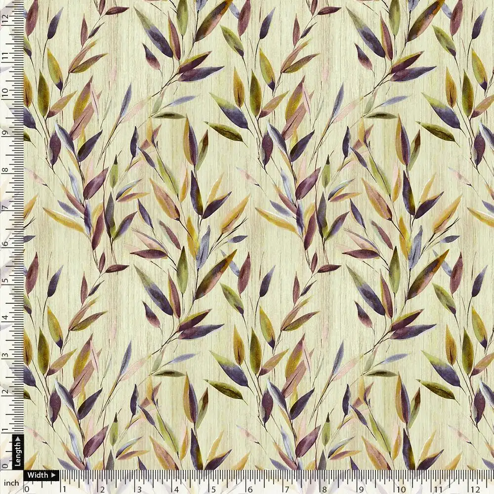 Painted Leaves Allover Digital Printed Fabric  - Rayon - Image 4