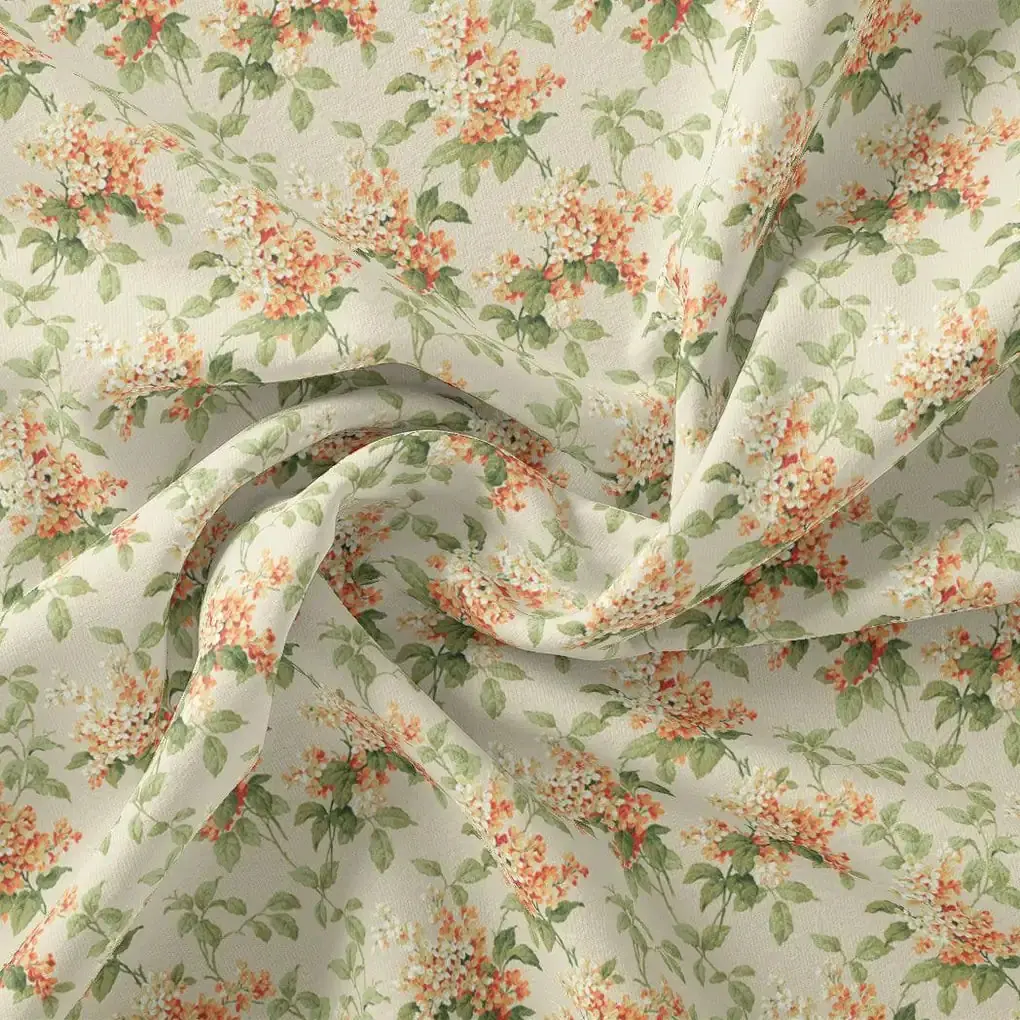Painted Orange Flower Chintz Digital Printed Fabric  - Weightless - Image 3