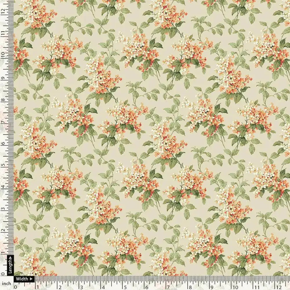 Painted Orange Flower Chintz Digital Printed Fabric  - Weightless - Image 4