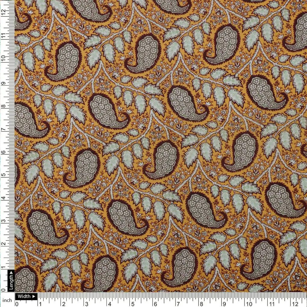 Paisley Floral Print Muslin Fabric - Image 4