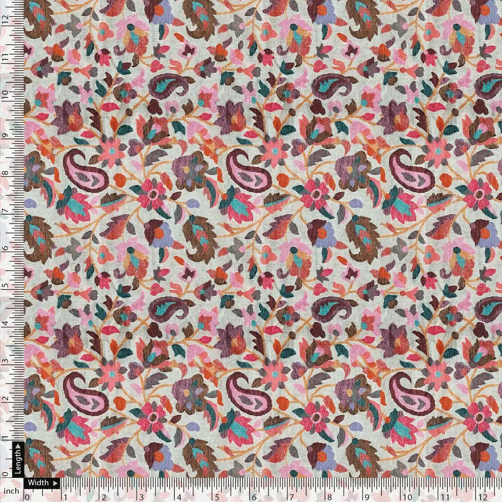 Paisley Multicolor Printed Pure Georgette Fabric - Image 5