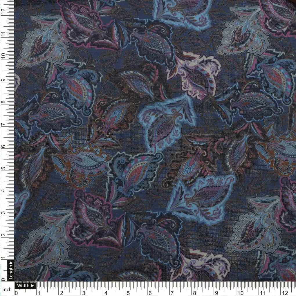 Paisley Print Kota Doria Fabric - Image 4