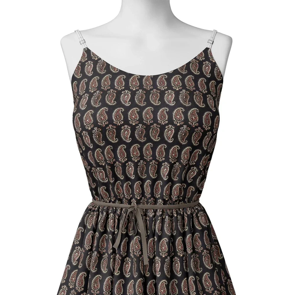 Paisley Seamless over Black Digital Printed Fabric - Image 2