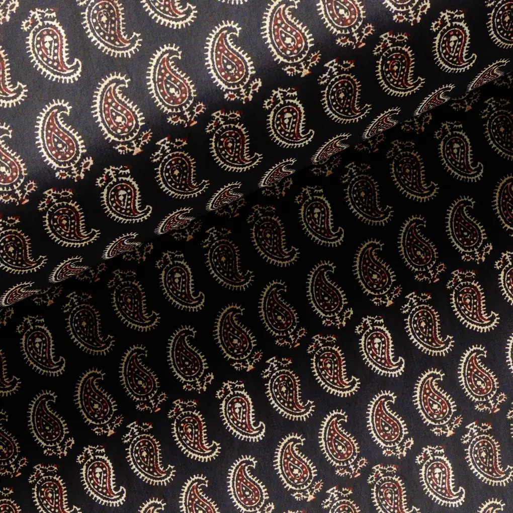 Paisley Seamless over Black Digital Printed Fabric - Image 3