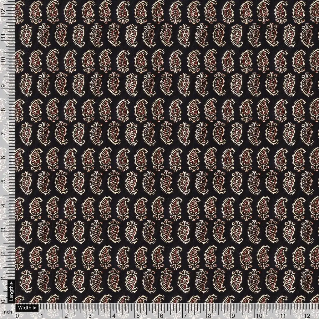 Paisley Seamless over Black Digital Printed Fabric - Image 4