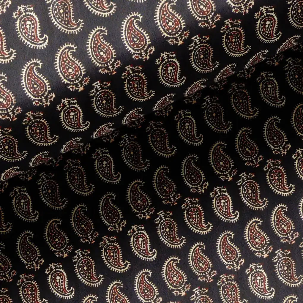 Paisley Seamless over Black Digital Printed Fabric - Image 3