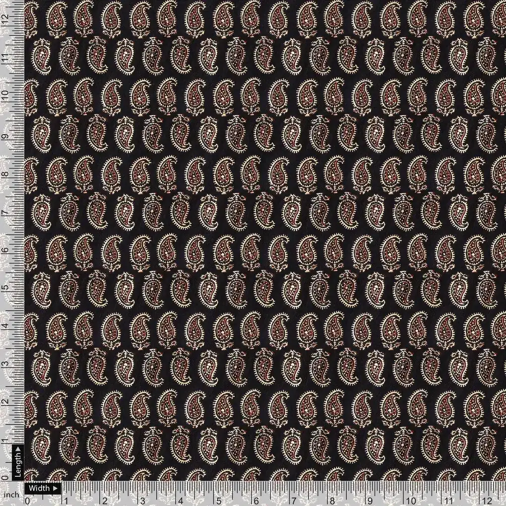 Paisley Seamless over Black Digital Printed Fabric - Image 4