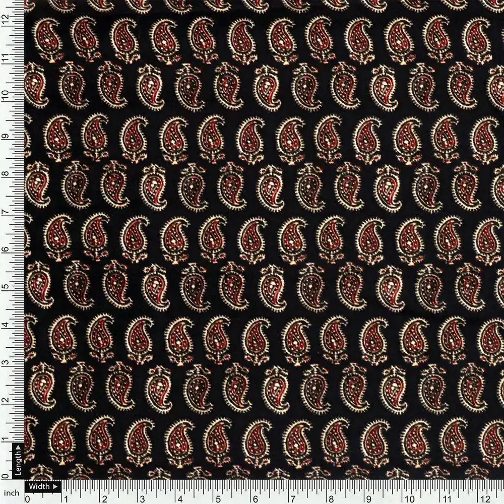 Paisley Seamless over Black Digital Printed Fabric - Image 4