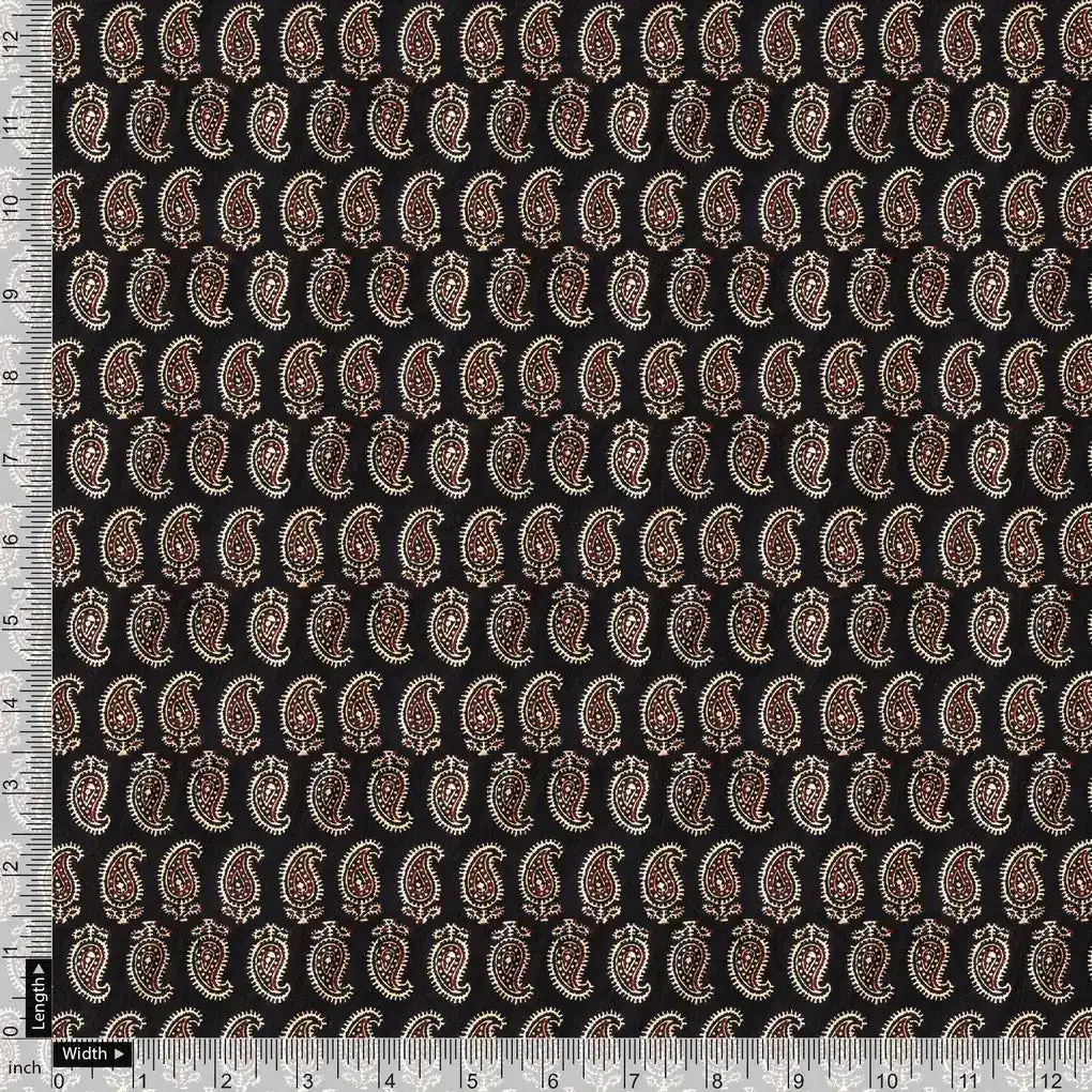 Paisley Seamless over Black Digital Printed Fabric - Image 4