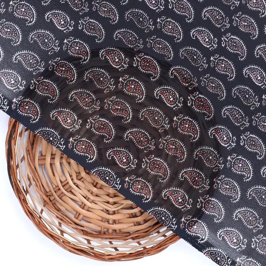 Paisley Seamless over Black Digital Printed Fabric - Image 2