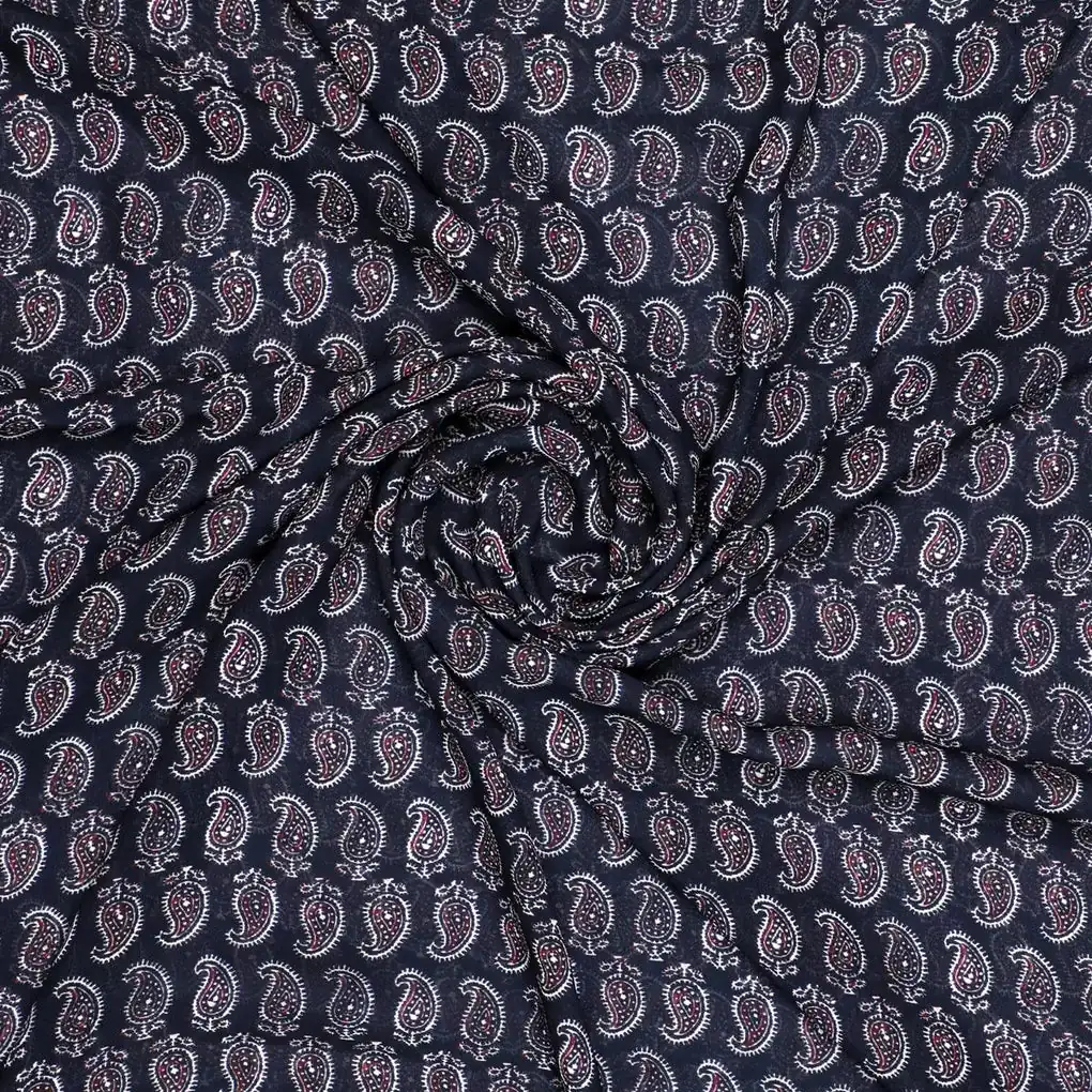 Paisley Seamless over Black Digital Printed Fabric - Image 3