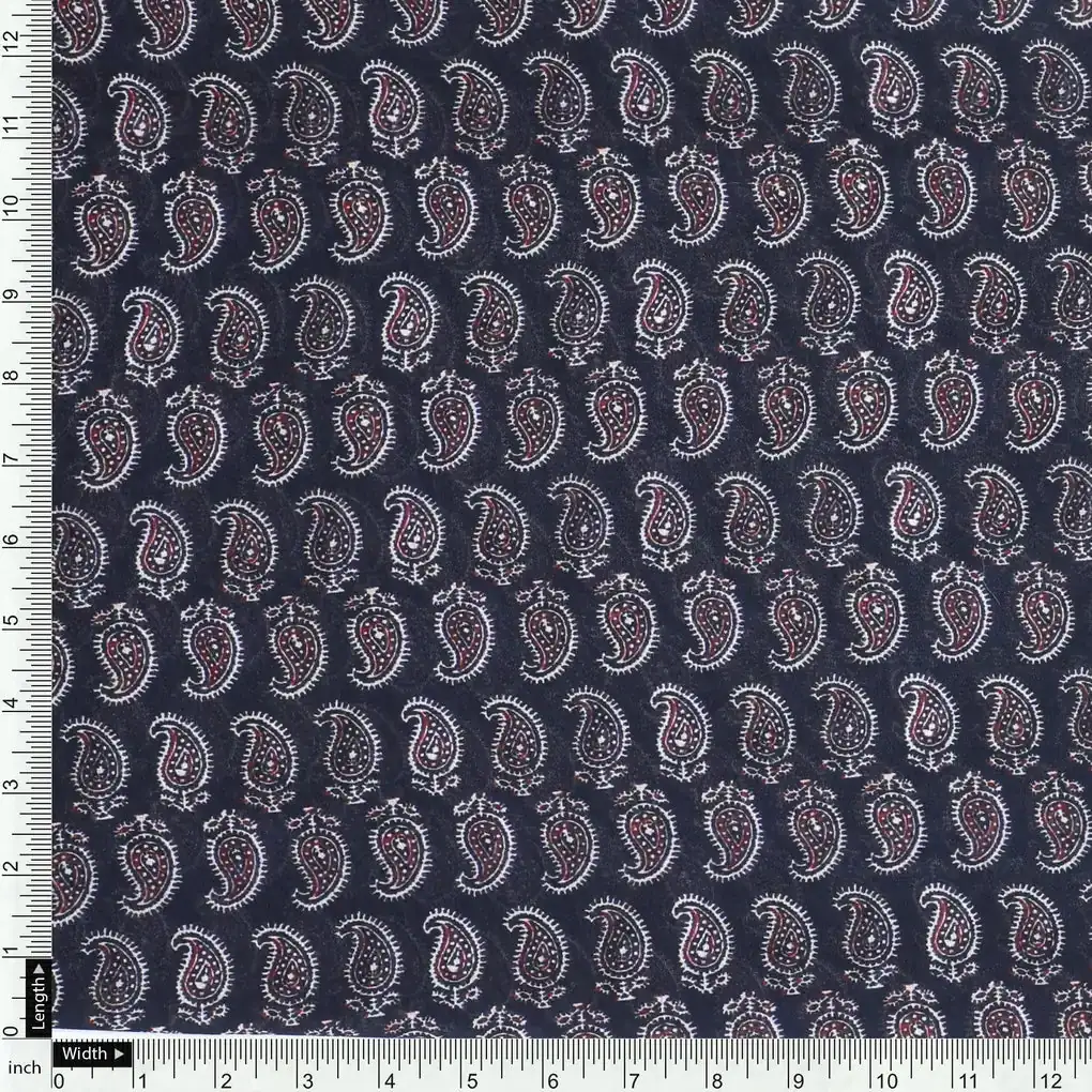 Paisley Seamless over Black Digital Printed Fabric - Image 4
