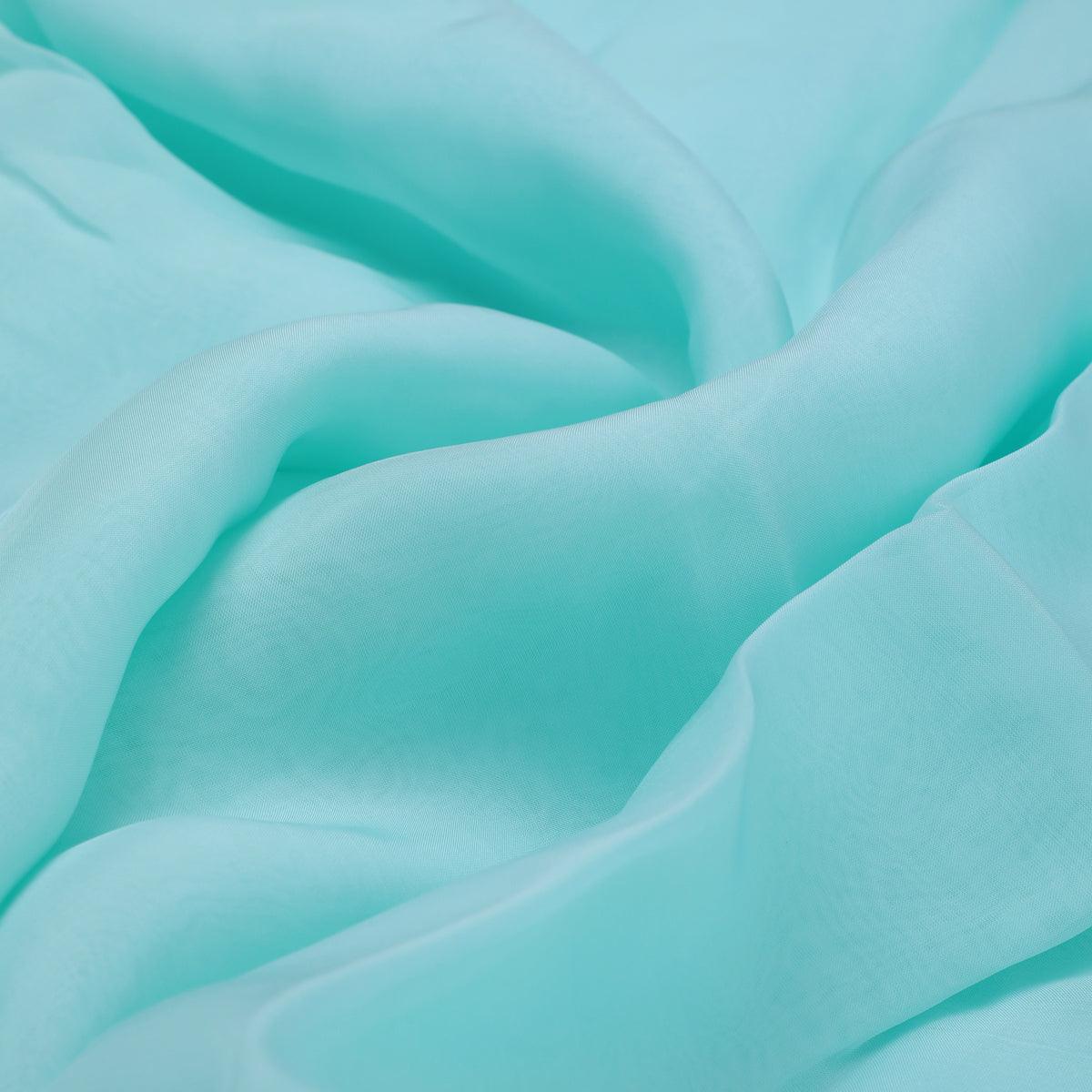 Pastel Blue Colour Pure Organza Plain Dyed Fabric - Image 3