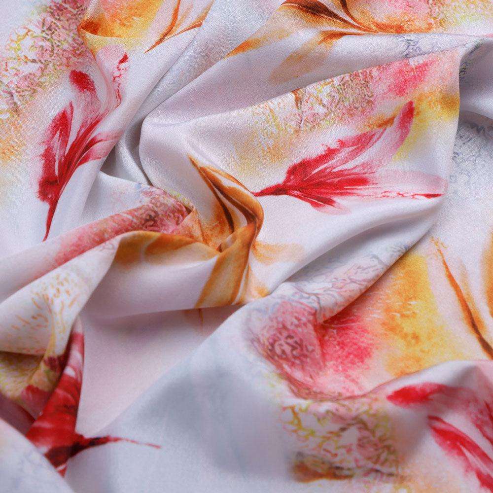 Pastel Blue Leaves Silk Crepe Printed Fabric - Image 3