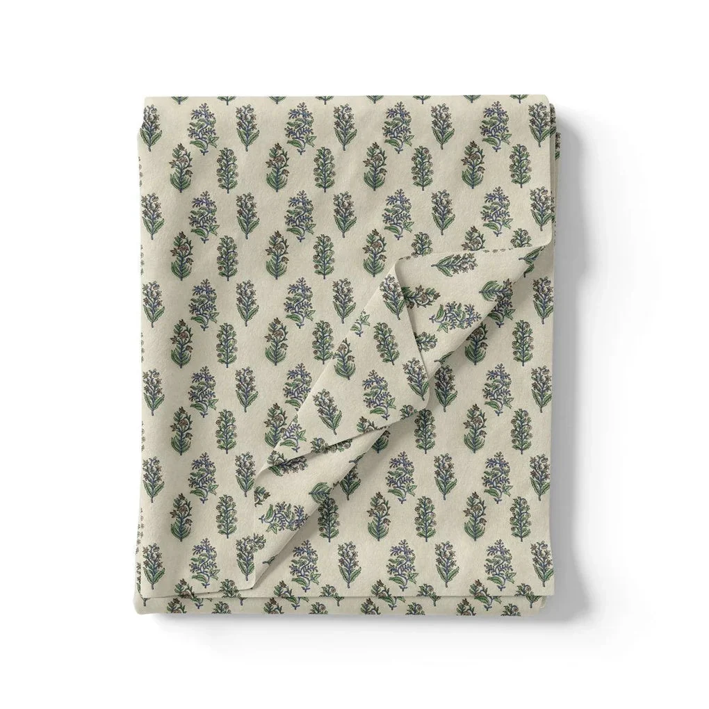 Pastel Green Flower Silk Crepe Printed Fabric - Image 3
