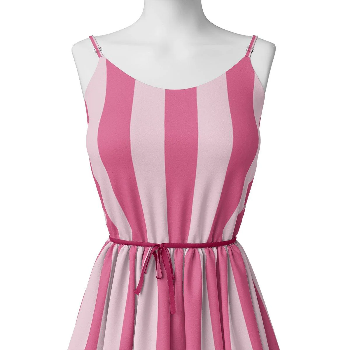 Peach And Pink Stripes Digital Printed Fabric  - Pure Georgette - Image 2