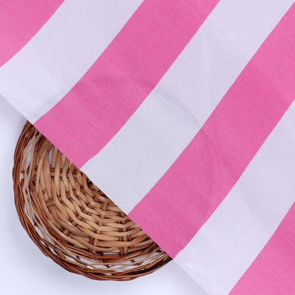 Peach And Pink Stripes Digital Printed Fabric  - Crepe - Image 2