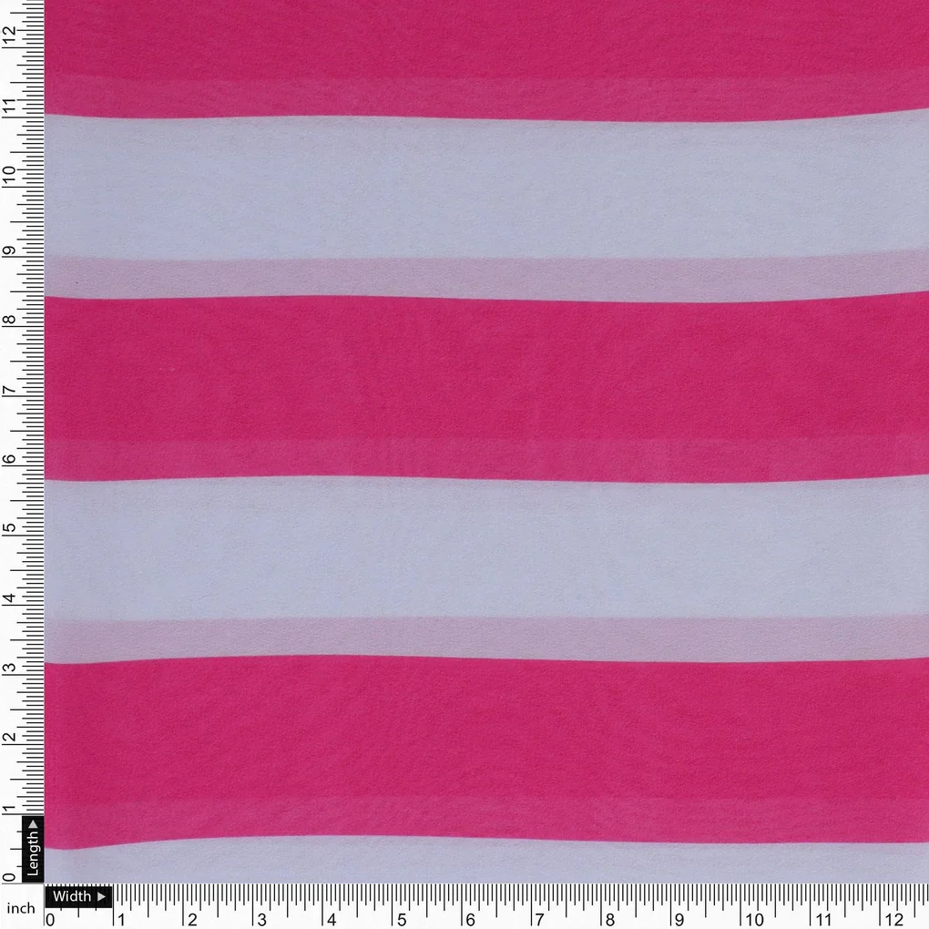 Peach And Pink Stripes Digital Printed Fabric  - Weightless - Image 3