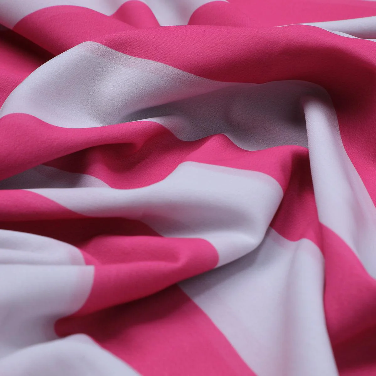 Peach And Pink Stripes Digital Printed Fabric  - Weightless - Image 4