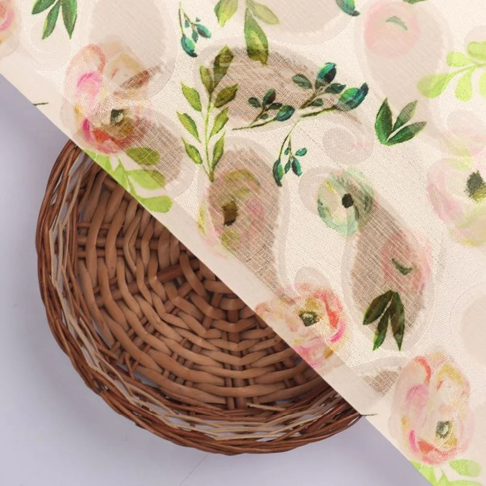 Peach Brasso Fabric with Floral Print - Image 3
