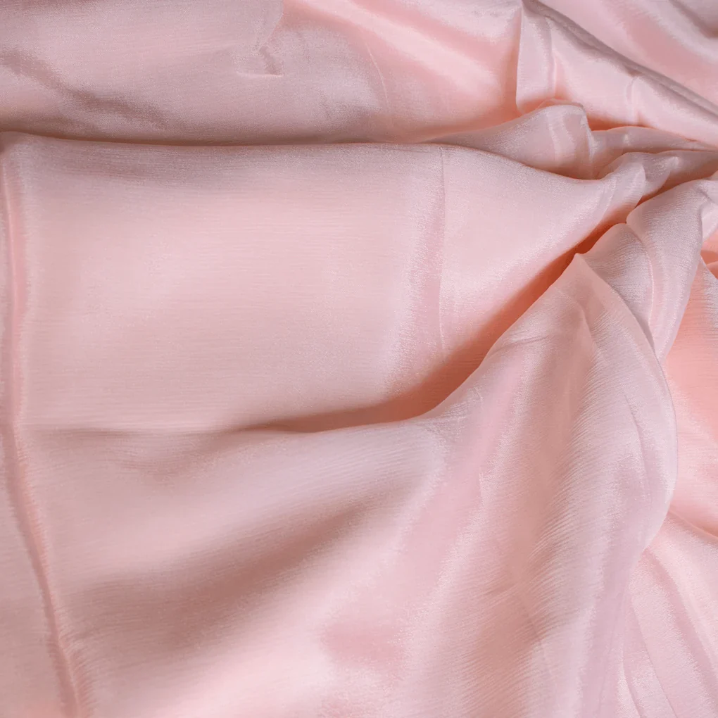 Peach Color Pure Chinon Plain Dyed Fabric - Image 4