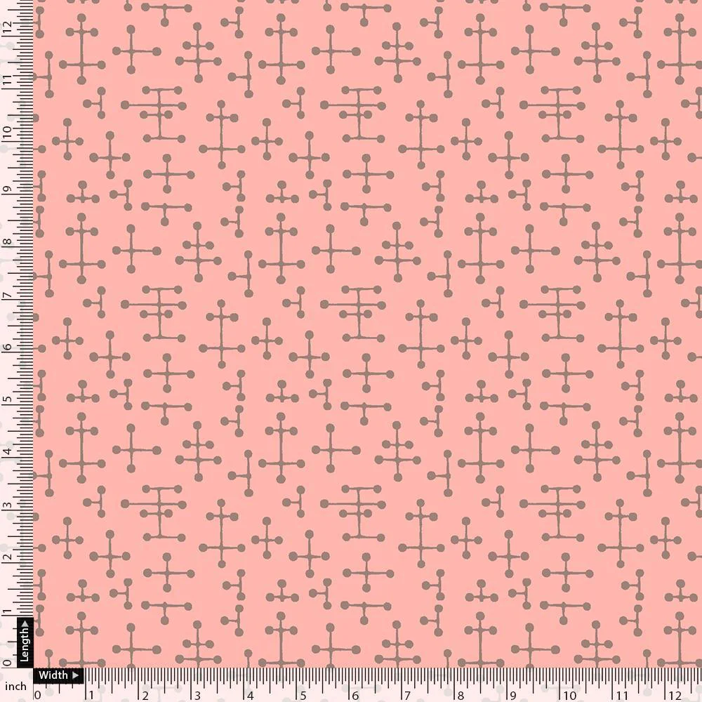 Peach Coloured Logical Abstract Motif Digital Printed Fabric - Image 4