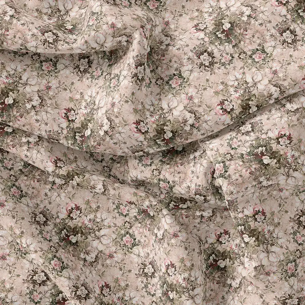 Maroon Floral Pure Cotton Printed Fabric Material - Image 4