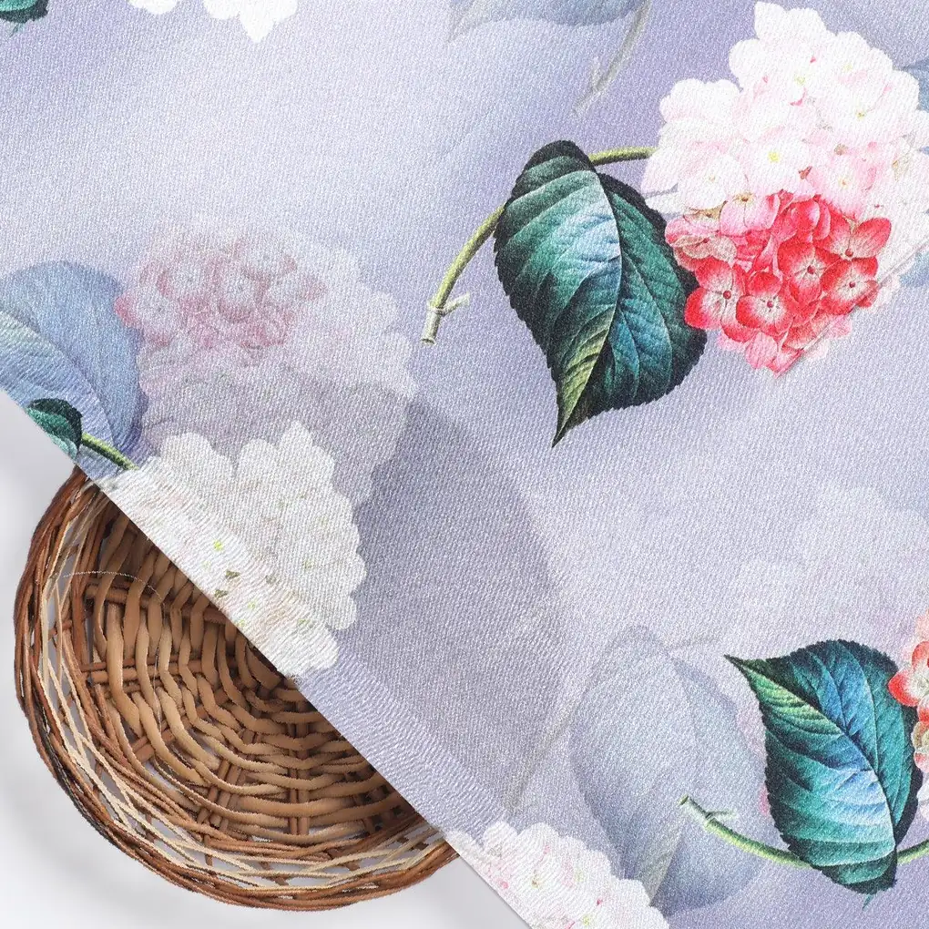 Peach Flower Printed Silk Crepe Fabric Material - Image 2