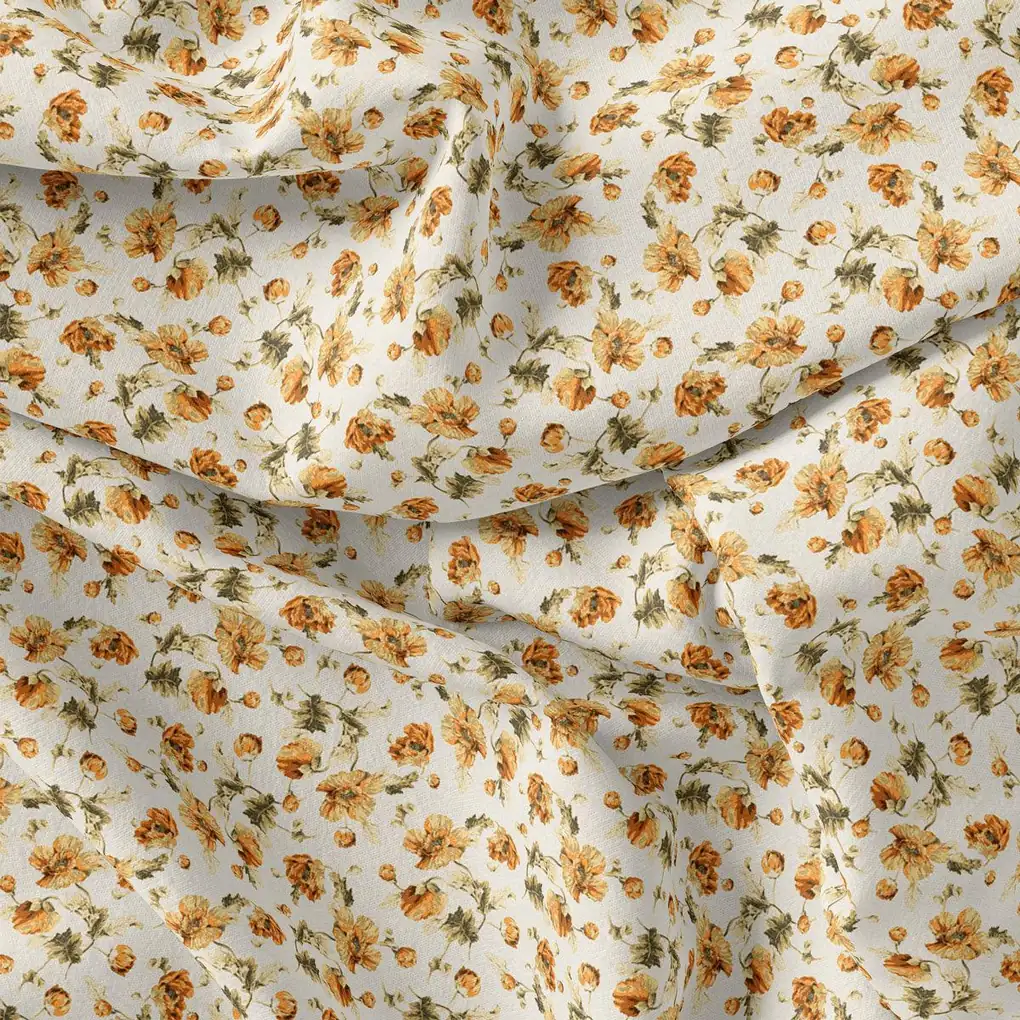 Peach Flower Weightless Printed Fabric - Image 4