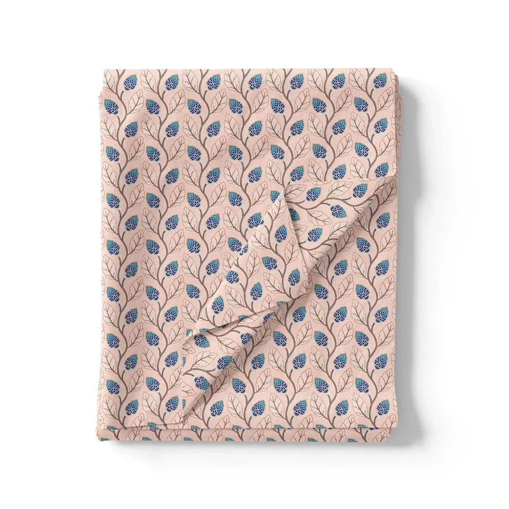 Peach Leaves Pashmina Printed Fabric - Image 3