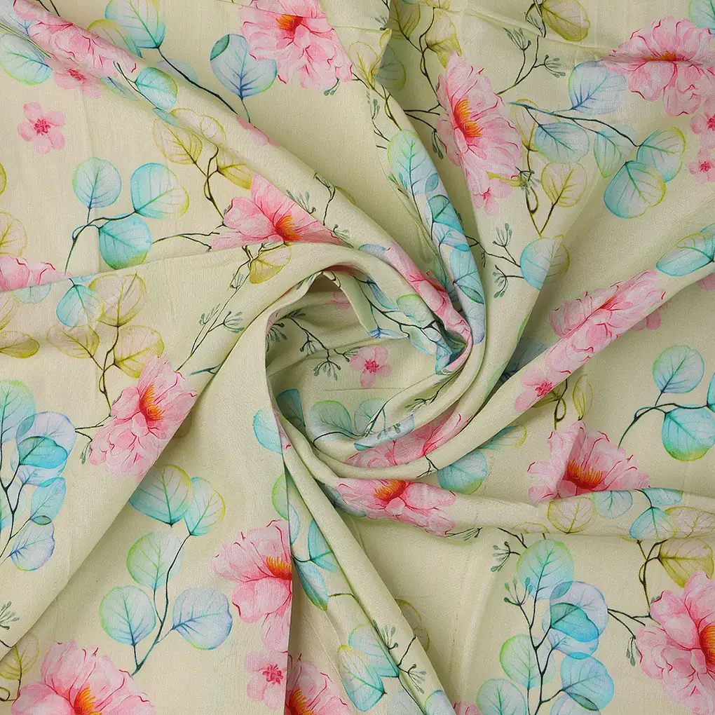 Peony Pink Flower Seamless Pattern Digital Printed Fabric - Pure Muslin - Image 2