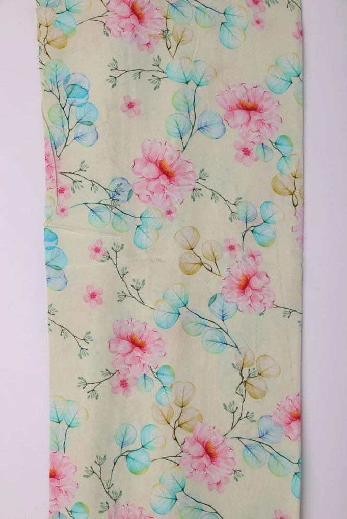Peony Pink Flower Seamless Pattern Digital Printed Fabric - Pure Muslin - Image 5