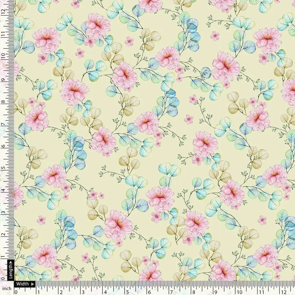 Peony Pink Flower Seamless Pattern Digital Printed Fabric - Silk Crepe - Image 4