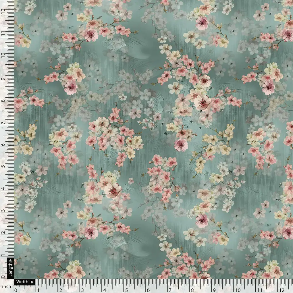 Periwinkle Floral Spring Flower Digital Printed Fabric - Image 5