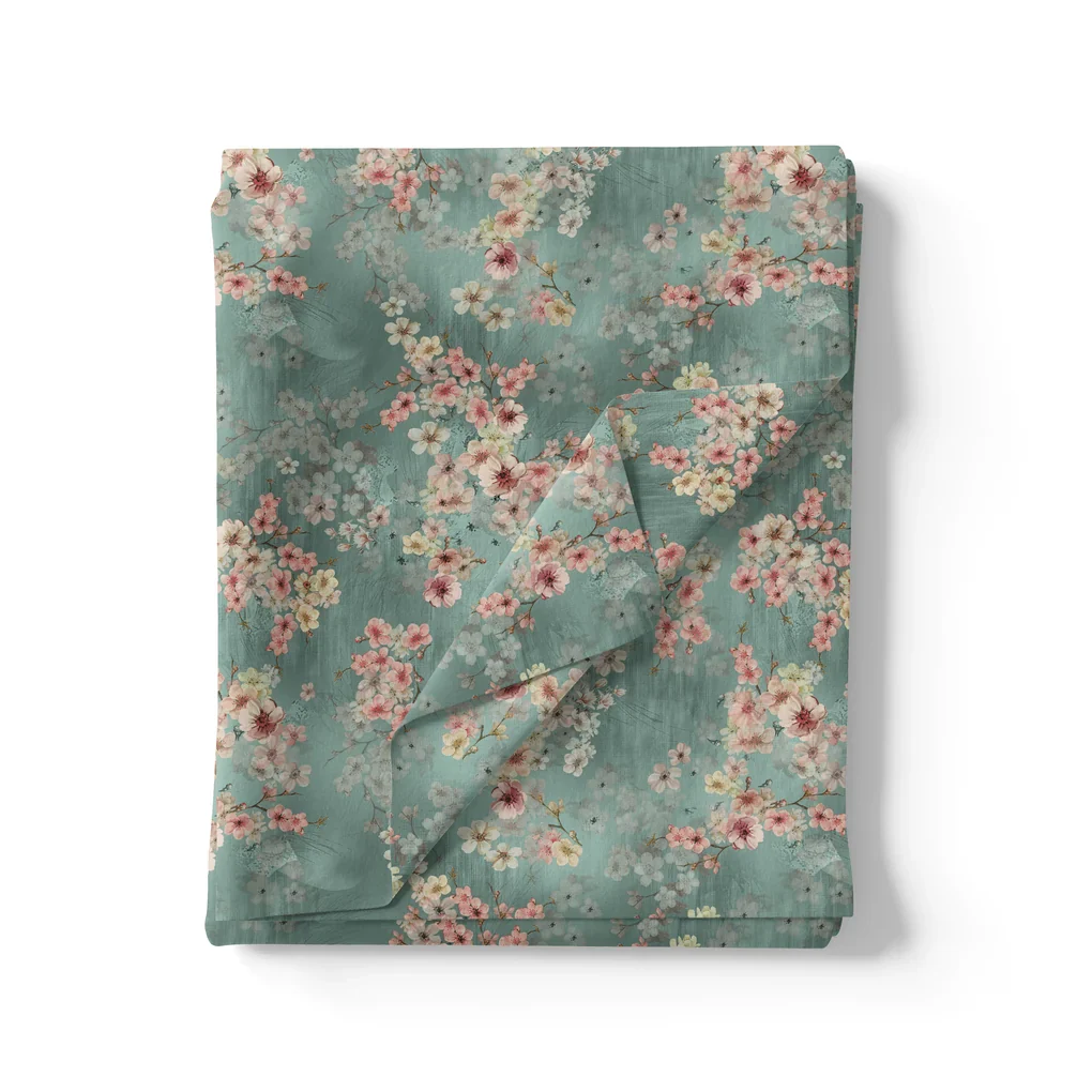 Periwinkle Floral Spring Flower Digital Printed Fabric - Weightless - Image 3