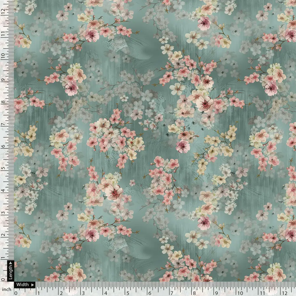 Periwinkle Floral Spring Flower Digital Printed Fabric - Weightless - Image 5