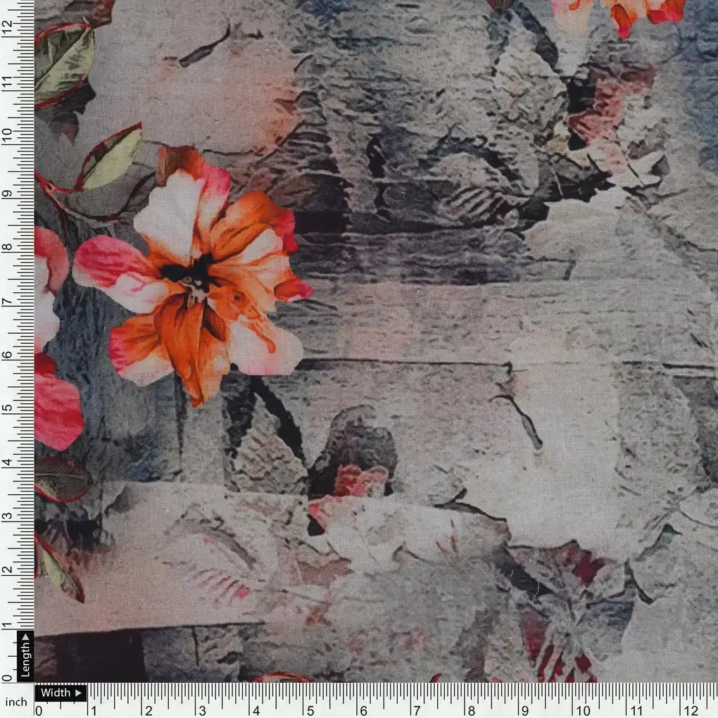 Periwinkle Flower Paper Art Digital Printed Fabric - Pure Cotton - Image 4