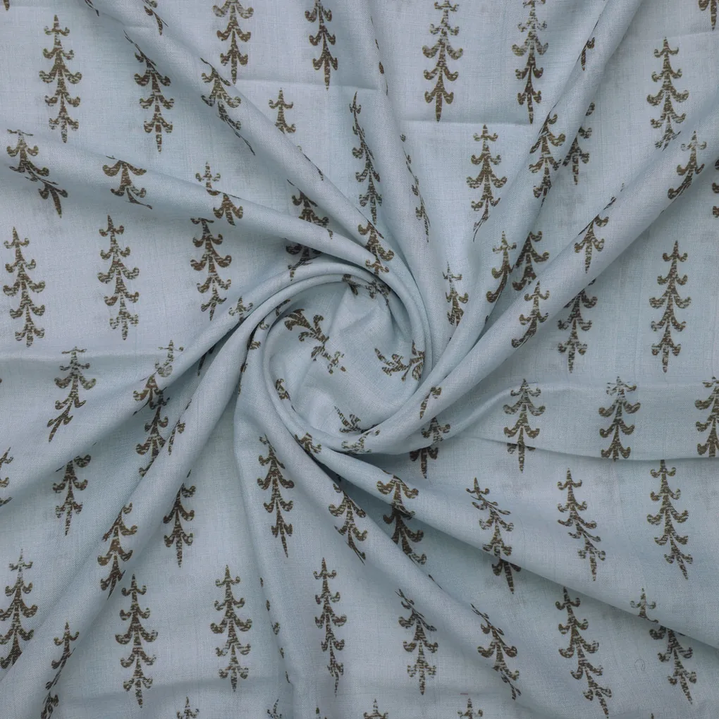 Pine Trees Printed Linen Fabric - Image 3