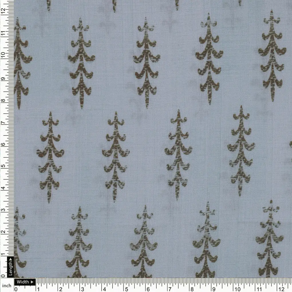 Pine Trees Printed Linen Fabric - Image 4