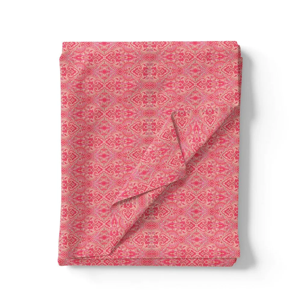 Pink Abstract Pashmina Printed Fabric - Image 3