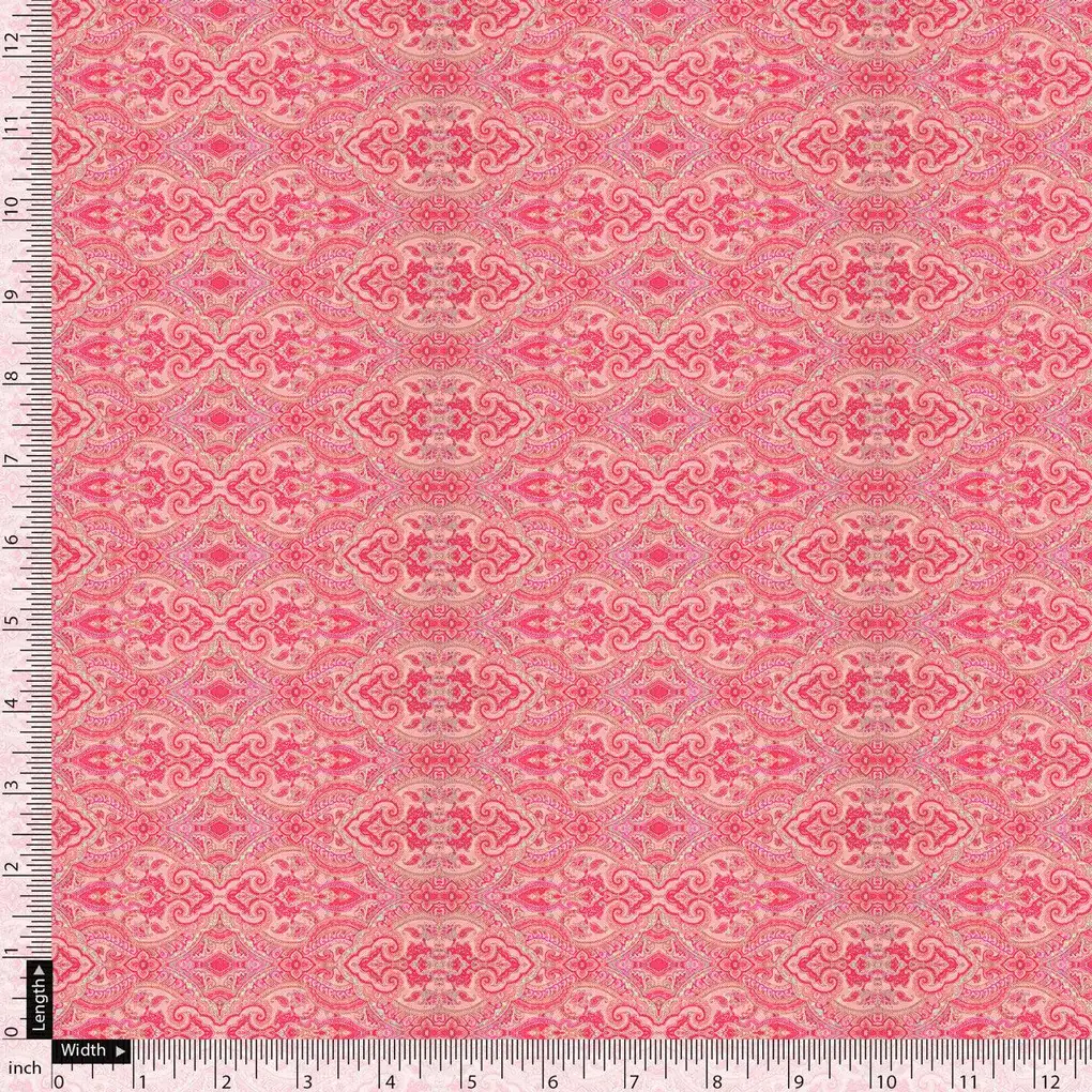 Pink Abstract Pashmina Printed Fabric - Image 5