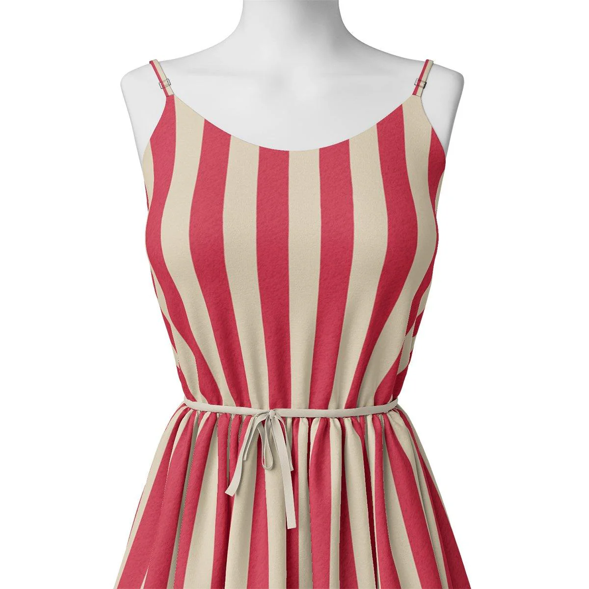 Pink And Offwhite Stripe Combo Digital Printed Fabric - Image 2