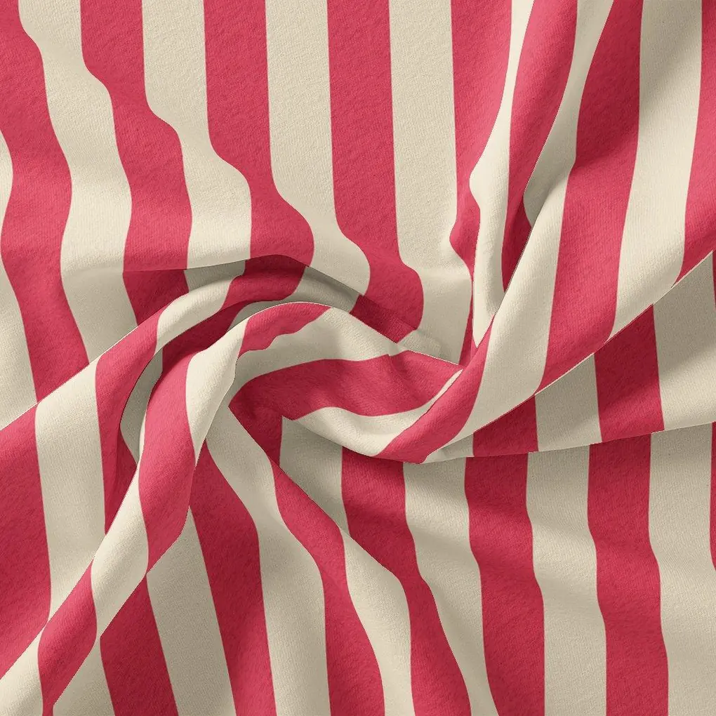 Pink And Offwhite Stripe Combo Digital Printed Fabric - Image 3