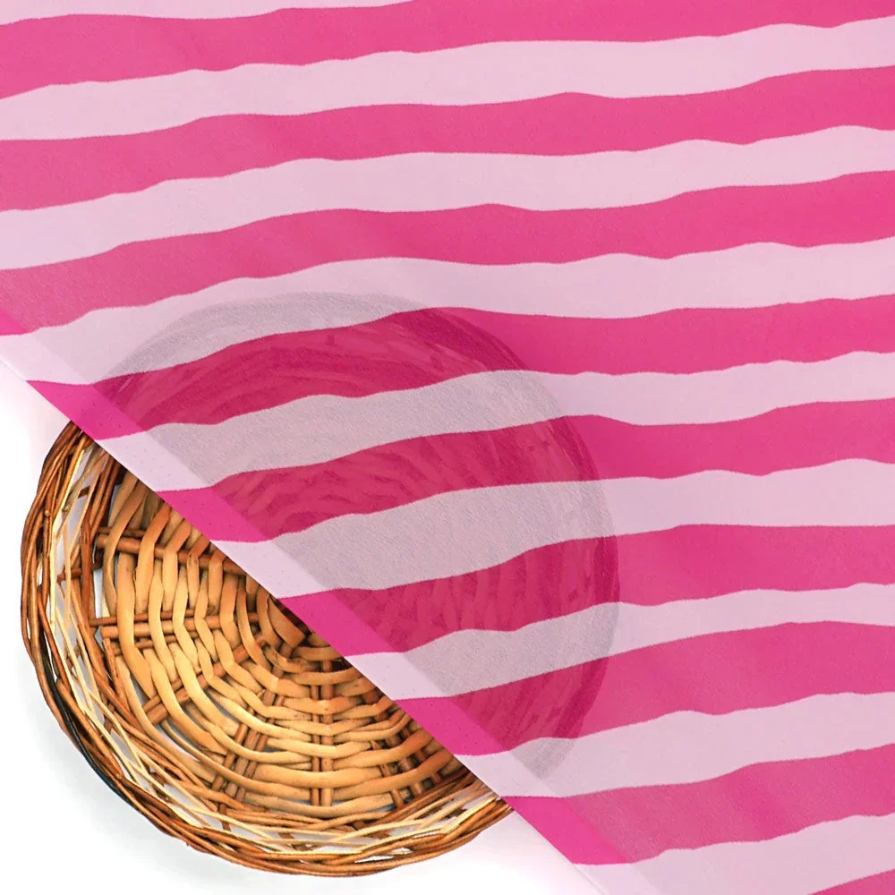 Pink And Offwhite Stripe Combo Digital Printed Fabric  - Weightless - Image 3