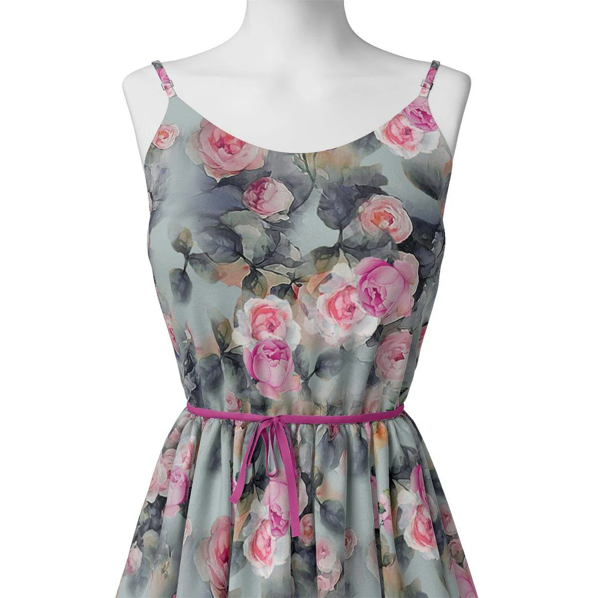 Pink And Peach Rose Allover Digital Printed Fabric - Image 2