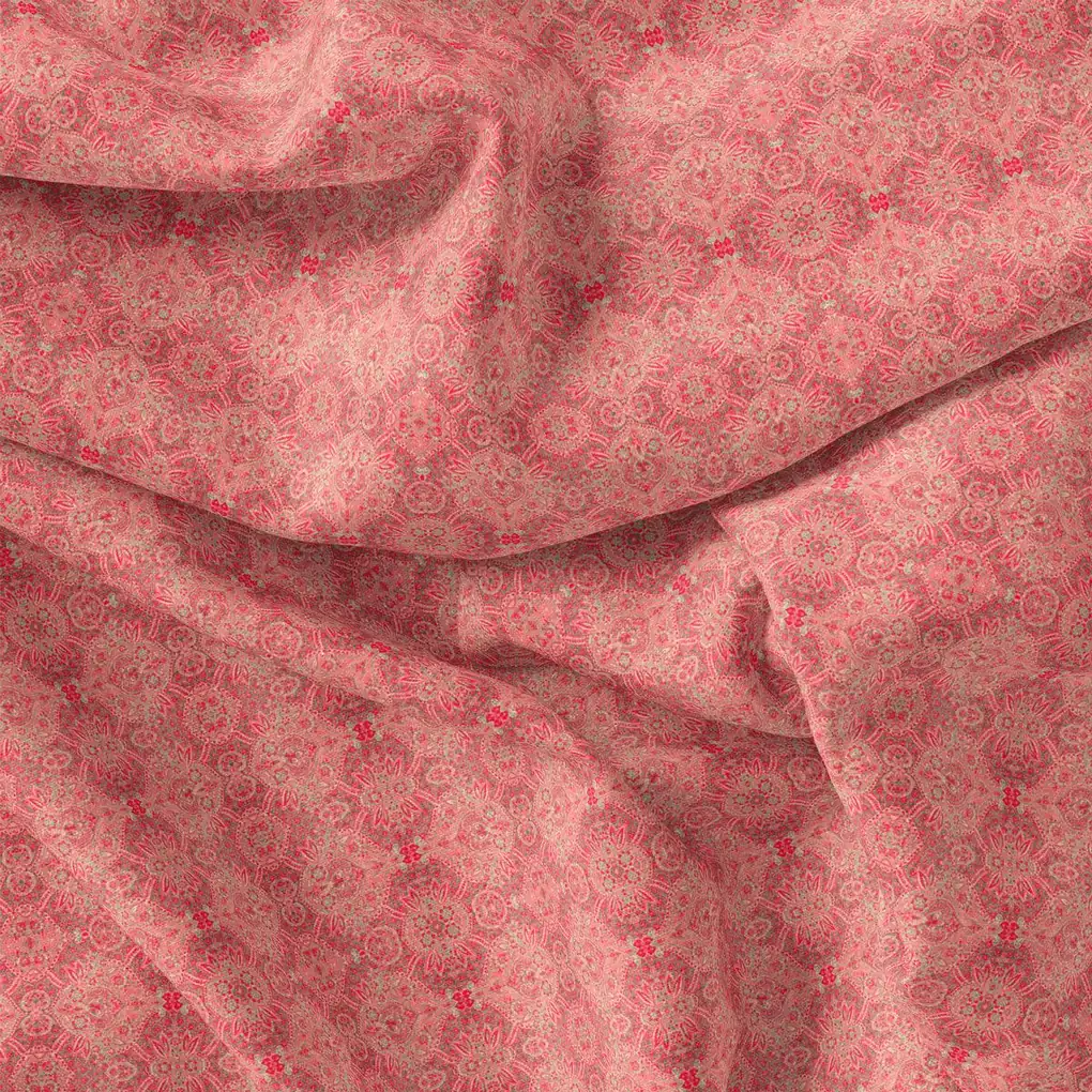 Pink Damask Pashmina Printed Fabric - Image 4