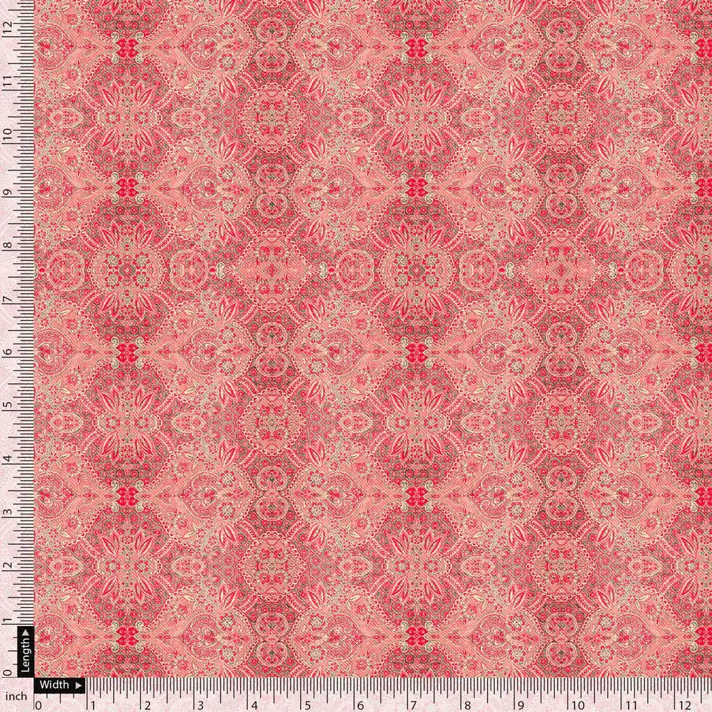 Pink Damask Pashmina Printed Fabric - Image 5