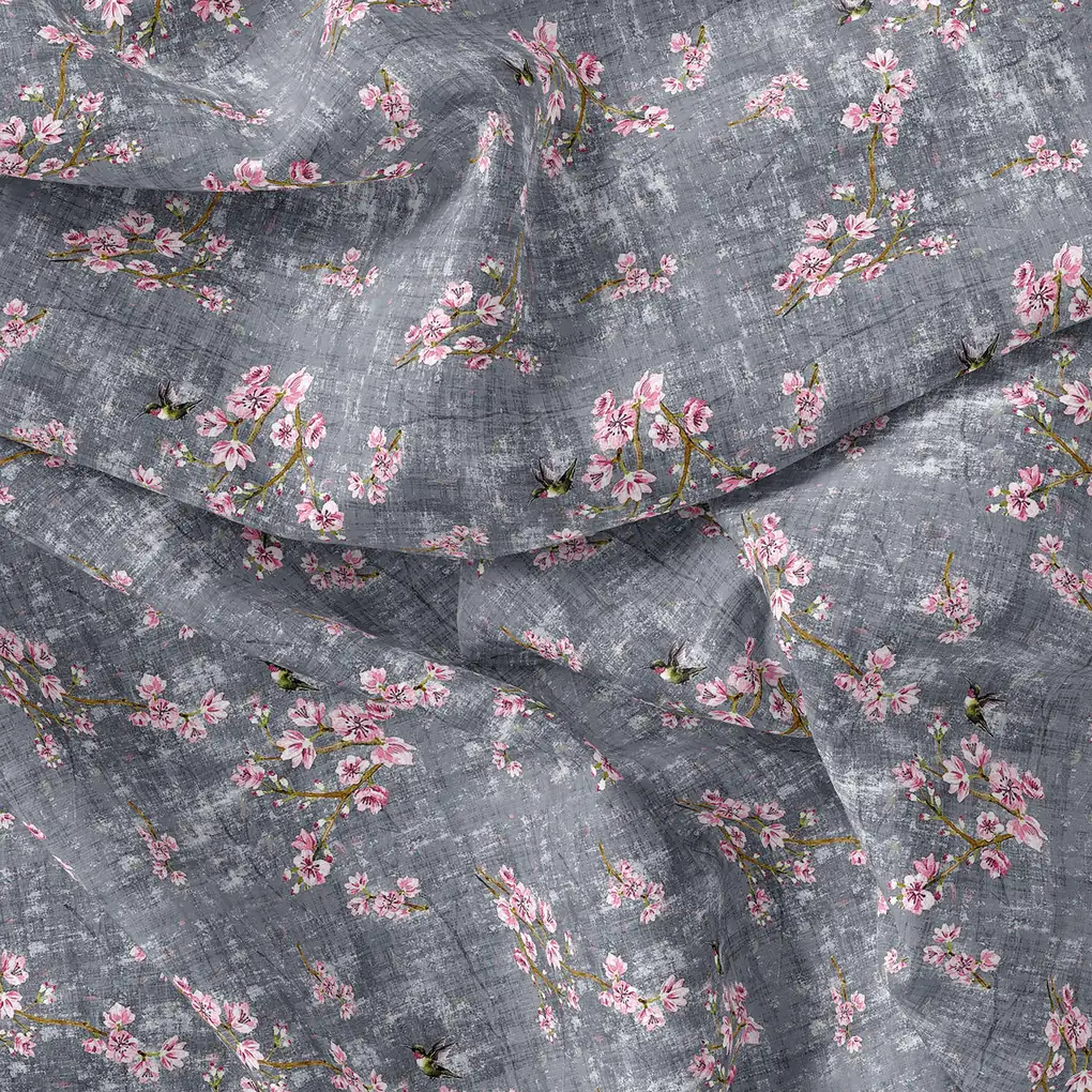 Pink Ditsy Pure Georgette Printed Fabric Material - Image 4