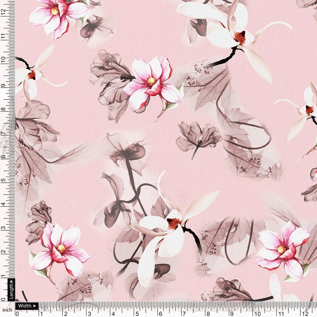 Pink Floral Digital Printed Fabric - Image 4