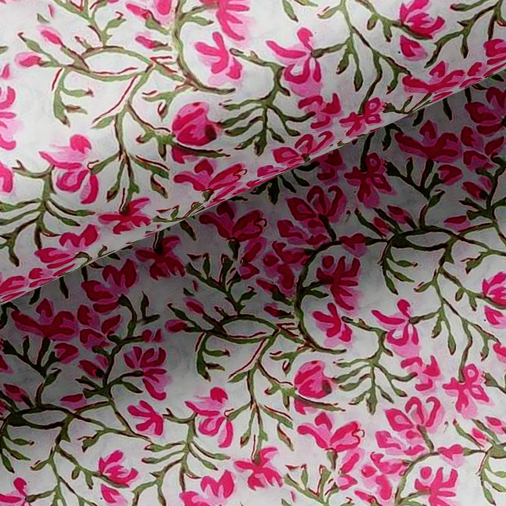 Pink Floral Ditzy Pattern Digital Printed Fabric - Image 2